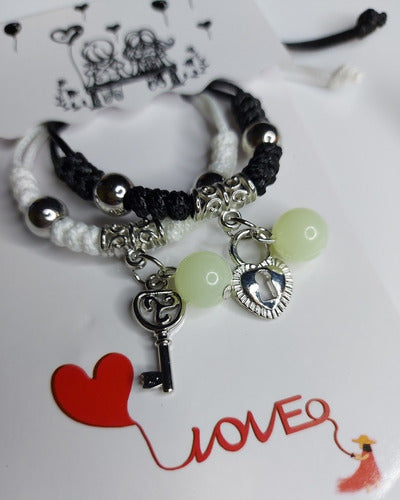 Set Pulseras Candado Corazón Y Llave Regalo Romántico Novios
