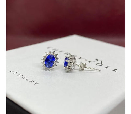 Finos Aretes Lady Di Zafiro 3.0 Ct Plata Esterlina 925 Dtup®