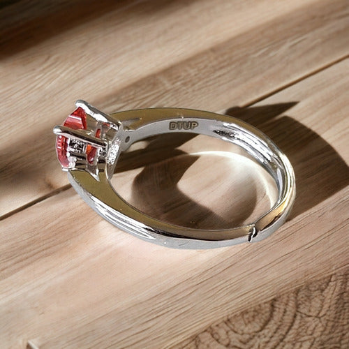 Anillo De Compromiso De Corazón Rojo Circoniasplata Dtup®