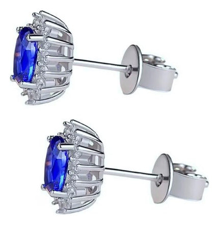 Finos Aretes Lady Di Zafiro 3.0 Ct Plata Esterlina 925 Dtup®