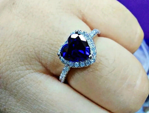 Anillo Corazón Del Mar Azul Titanic Plata 925 Original Dtup®