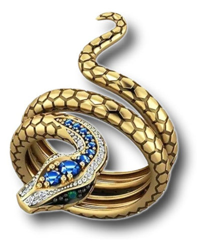 Anillo De Serpiente De Lujo  Con Circonias Elegante Gótico