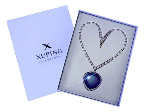 Collar Titanic Original Corazón Del Mar Chapado Oro Blanco R