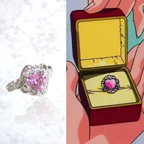 Anillo Compromiso Plata S925 Sailor Moon 25 Aniv Oro Blanco