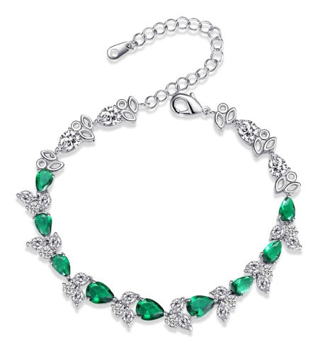 Set Joyería Fina Esmeralda Collar, Aretes, Pulsera Y Anillo