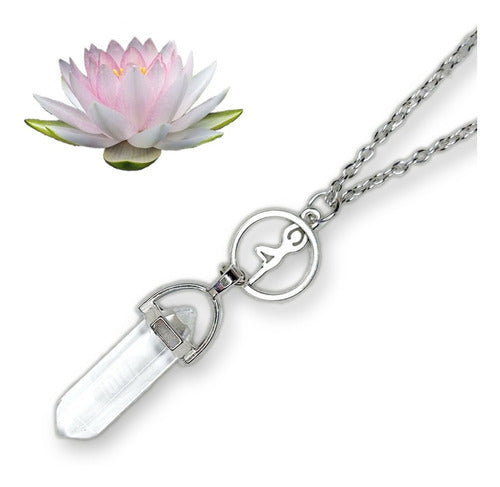 Collar De Plata Cuarzo Real Meditación Protección Espiritual