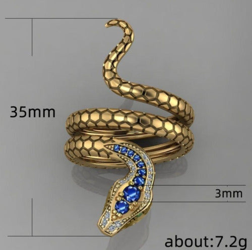 Anillo De Serpiente De Lujo  Con Circonias Elegante Gótico