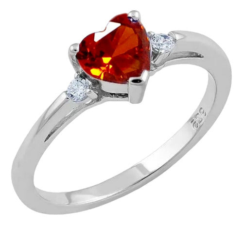 Anillo De Compromiso De Corazón Rojo Circoniasplata Dtup®