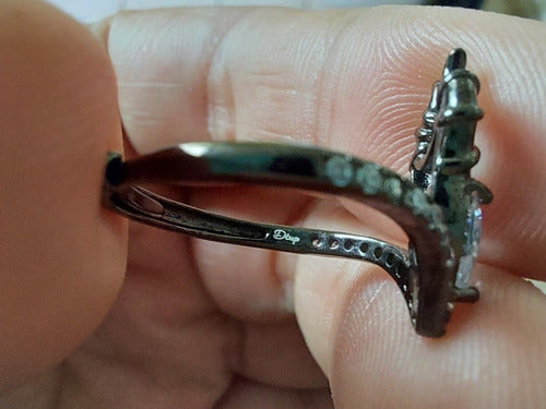 Anillo Negro Hada Madrina Corazón Princesas C/estuche Dtup®