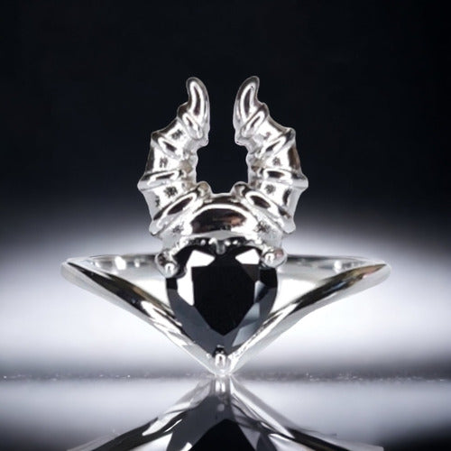 Anillo Compromiso Maléfica Oro Blanco Plata .925 Negro Dtup®