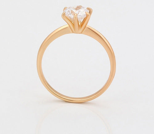 Anillo De Compromiso Solitario Chapado En Oro De 18k