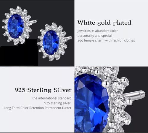 Finos Aretes Lady Di Zafiro 3.0 Ct Plata Esterlina 925 Dtup®