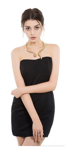 Collar Exótico Choker Serpiente Dorada Realista Acero