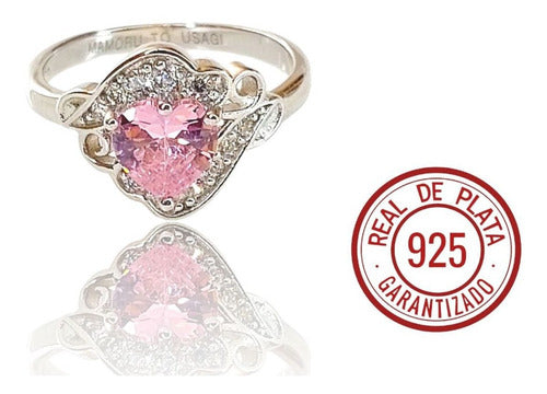 Anillo Compromiso Sailor Moon Oro Blanco Plata S925 Dtup ®