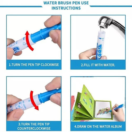 Libro Infantil Mágico Colorear Educativo Juego Reusable Agua