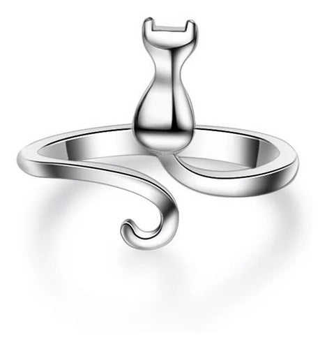 Anillo Kitten Elegante Plata Gato Regalo Minino Cat Kawaii