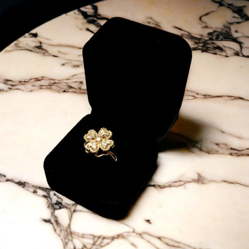 Anillo Giratorio De Flor Antiestres Circonia Plata 925 Dtup®