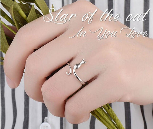 Anillo Kitten Elegante Plata Gato Regalo Minino Cat Kawaii