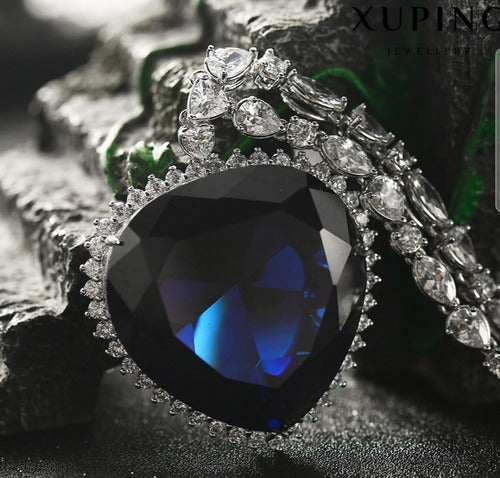 Collar Titanic Original Corazón Del Mar Chapado Oro Blanco R