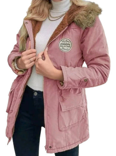 Abrigo Largo De Moda Afelpado Gorro Ligero Calidad Premium