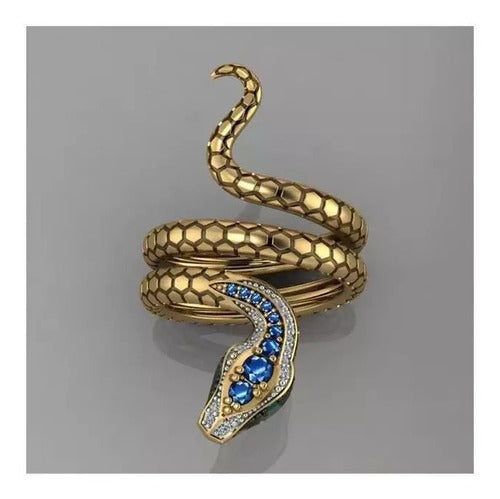 Anillo De Serpiente De Lujo  Con Circonias Elegante Gótico