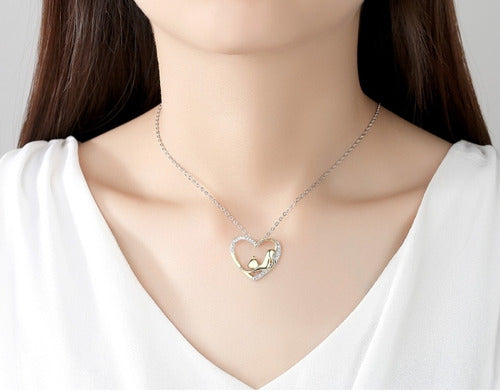Collar Corazón Kitten Gato Tierno Kawaii Elegante Plata Oro