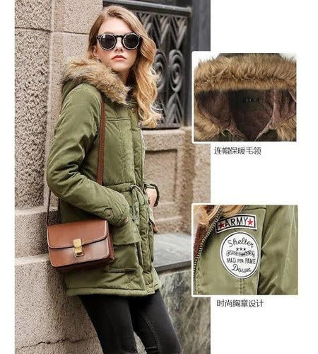 Abrigo Largo De Moda Afelpado Gorro Ligero Calidad Premium