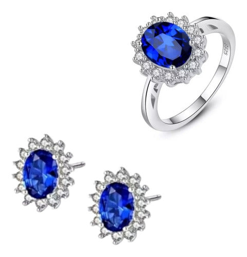 Set Collar Y Anillo Princesa Lady Di Plata S925 Oro 18k Dtup