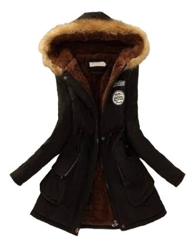 Abrigo Largo De Moda Afelpado Gorro Ligero Calidad Premium