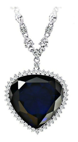 Collar Titanic Original Corazón Del Mar Chapado Oro Blanco R