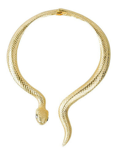 Collar Exótico Choker Serpiente Dorada Realista Acero