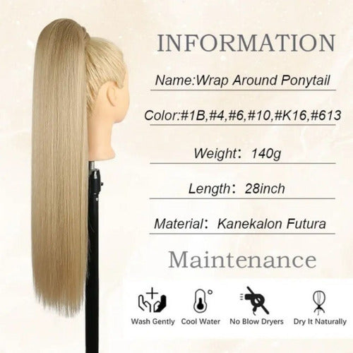 Coleta Postiza De Cabello Realista Premium De Alta Calidad