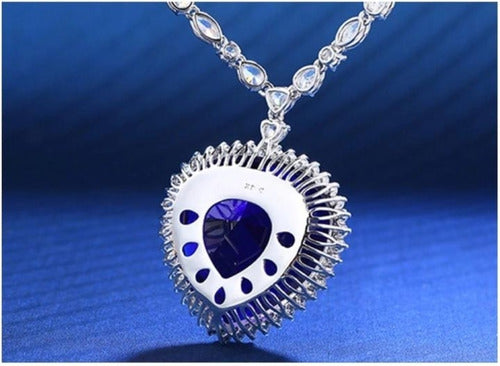 Collar Titanic Original Corazón Del Mar Chapado Oro Blanco R