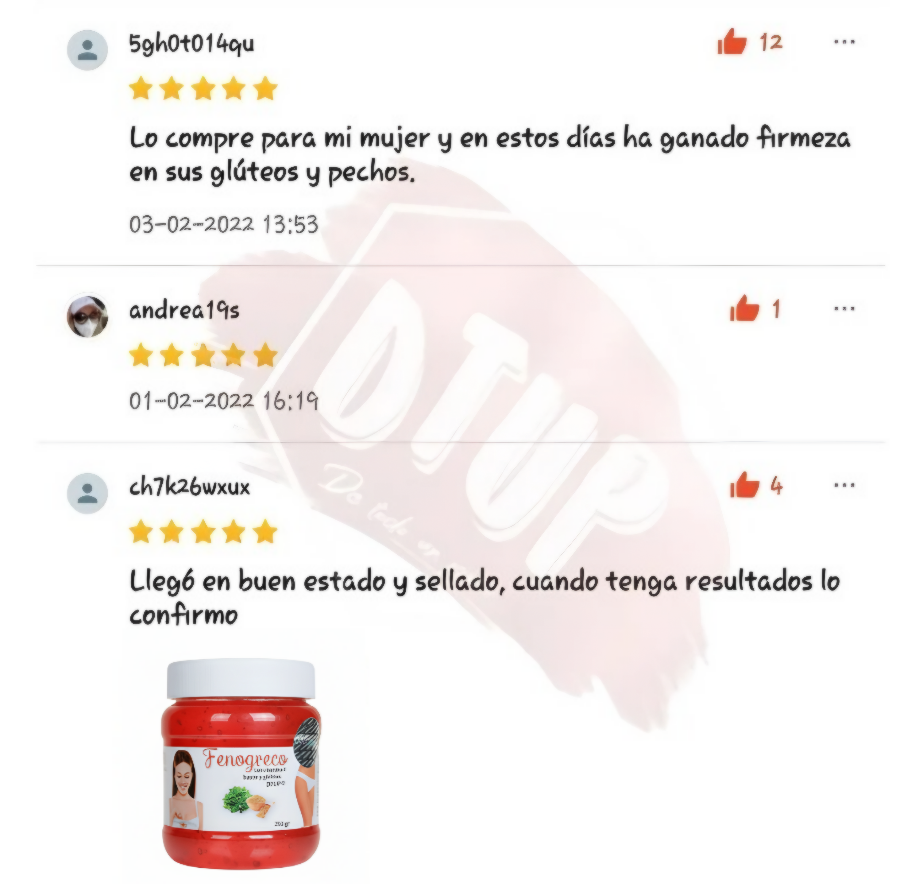 Gel Fenogreco Premium Concentrado 100% Natural Busto y gluteos Dtup®