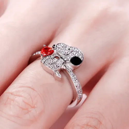 Anillo Snoopy Peanuts corazón rojo plata 925 DTUP