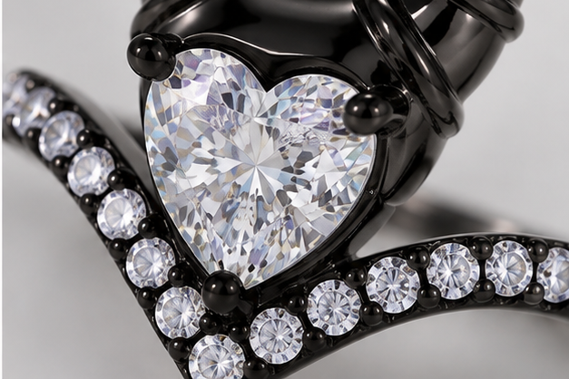 Anillo Maléfica, detalle de circonias