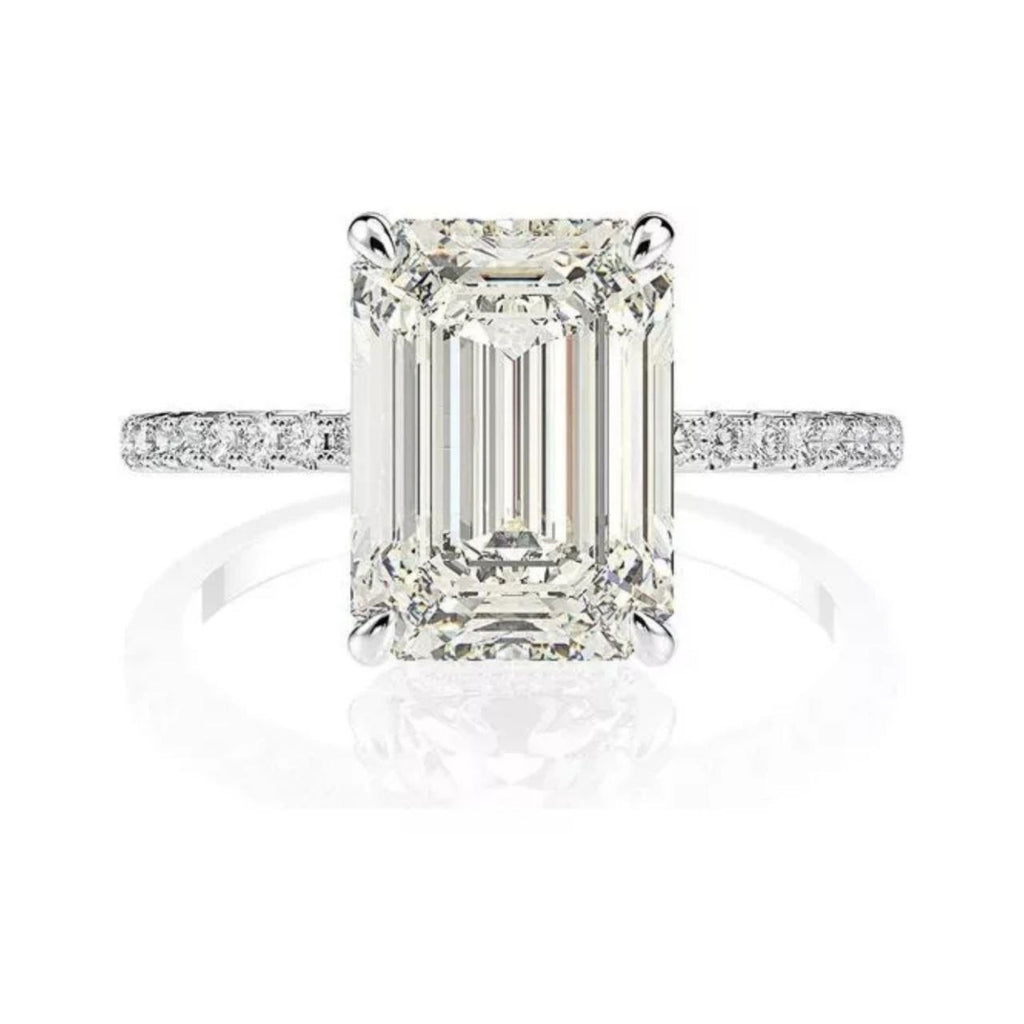 Anillo de Esmeralda plata 925 enchapado en Oro Blanco Dtup®