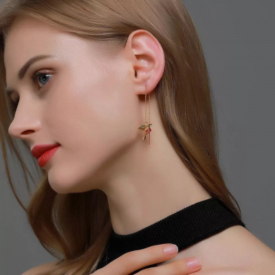 Aretes de colibri largos tasel